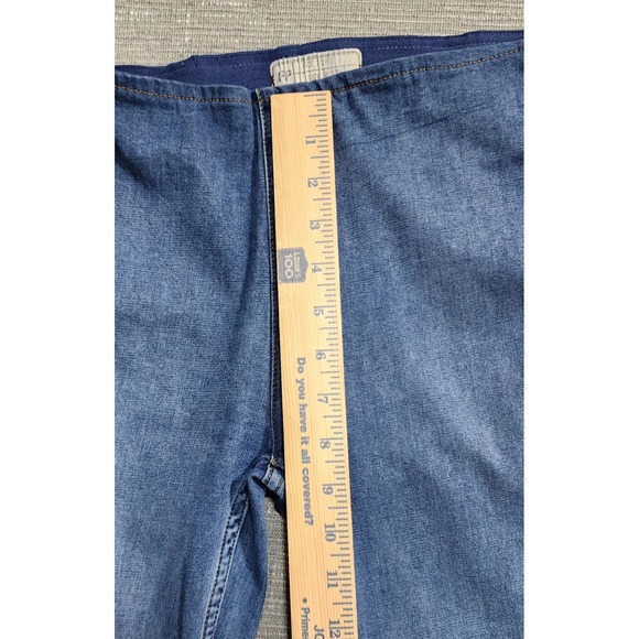 Free People Penny Pull On Flare Jeans Blue High Rise Bell Bottom Raw Hem Size27R - Picture 12 of 12